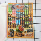 12pcs Tung Tung Sahur Italian Brainrot Wooden Stick Gel Pen Cartoon Signature Pen Individually Packaged Student Stationery Gift