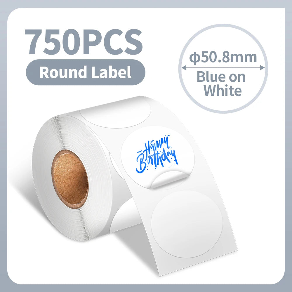 Thermal Label Paper round Sticker White Pure Color Shipping Label Waterproof for Phomemo PM241/PM246S/D520 Label Printer
