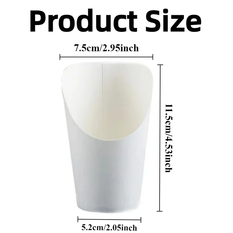 50/100PCS Disposable French Fries Cups Kraft Paper Snack Cups Ice Cream Waffles Dessert Catering Party Food Containers Supplies