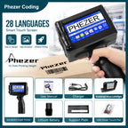 Phezer P15 Handheld Inkjet Printer 12.7/25.4mm Portable Label Printer Expiry Date Batch Code Logo QR Barcode 28 Languages