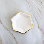 Gold and White Disposable Tableware Set with Paper Plates, Straws, and Cups, Perfect for Birthdays, Weddings, Baby Showers
