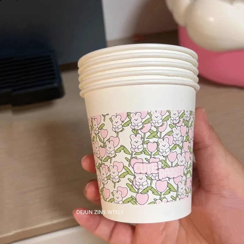 60pcs Disposable Paper Cups Thickened Food-grade High-temperature Coffee Cups Home Party Teacup Picnic Portable Water Cups