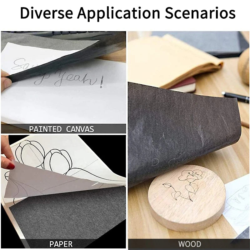 50Pcs A4 Black Graphite Copy Paper Carbon Paper Pattern Letters Erasable Tracing Paper Copy Paper Reusable Image For Office Use