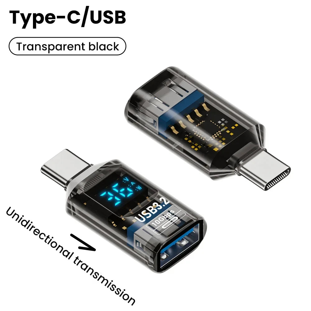 Digital Display USB3.2 Adapter USB A To Type C Adapter Data Transfer 60w Fast Charging USB C Converter For PC iphone15 Samsung