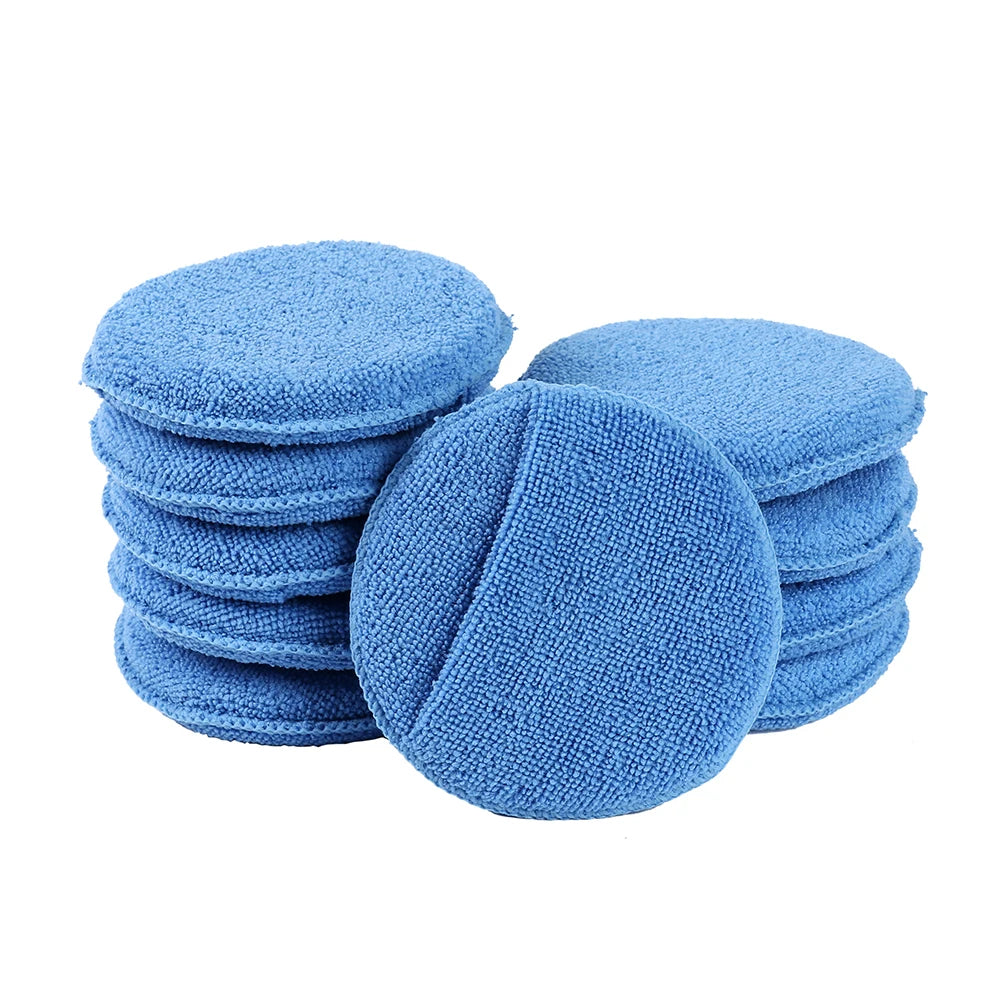 Car Detailing Applicator Pads Car Care Waxing Polish Sponges Soft Microfiber Round Pocket Foam Sponges Car Cleaning Tools 5"