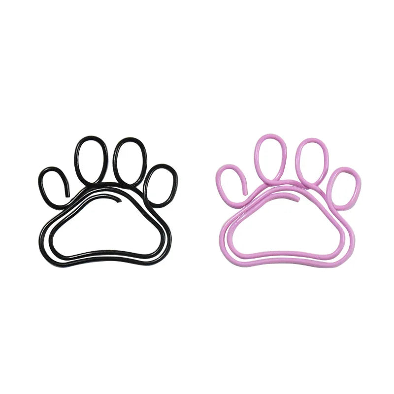 20pcs Cute Cat Claw Paper Clips Creative Pink Black Metal Paperclip Cartoon Bookmark Binder Office Stationery Binding Supplies