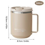 500ml Double-layer Mug 304 Stainless Steel Insulated Coffee Cup With Handle Portable Sealed Water Cup Drinkware For Student Kid