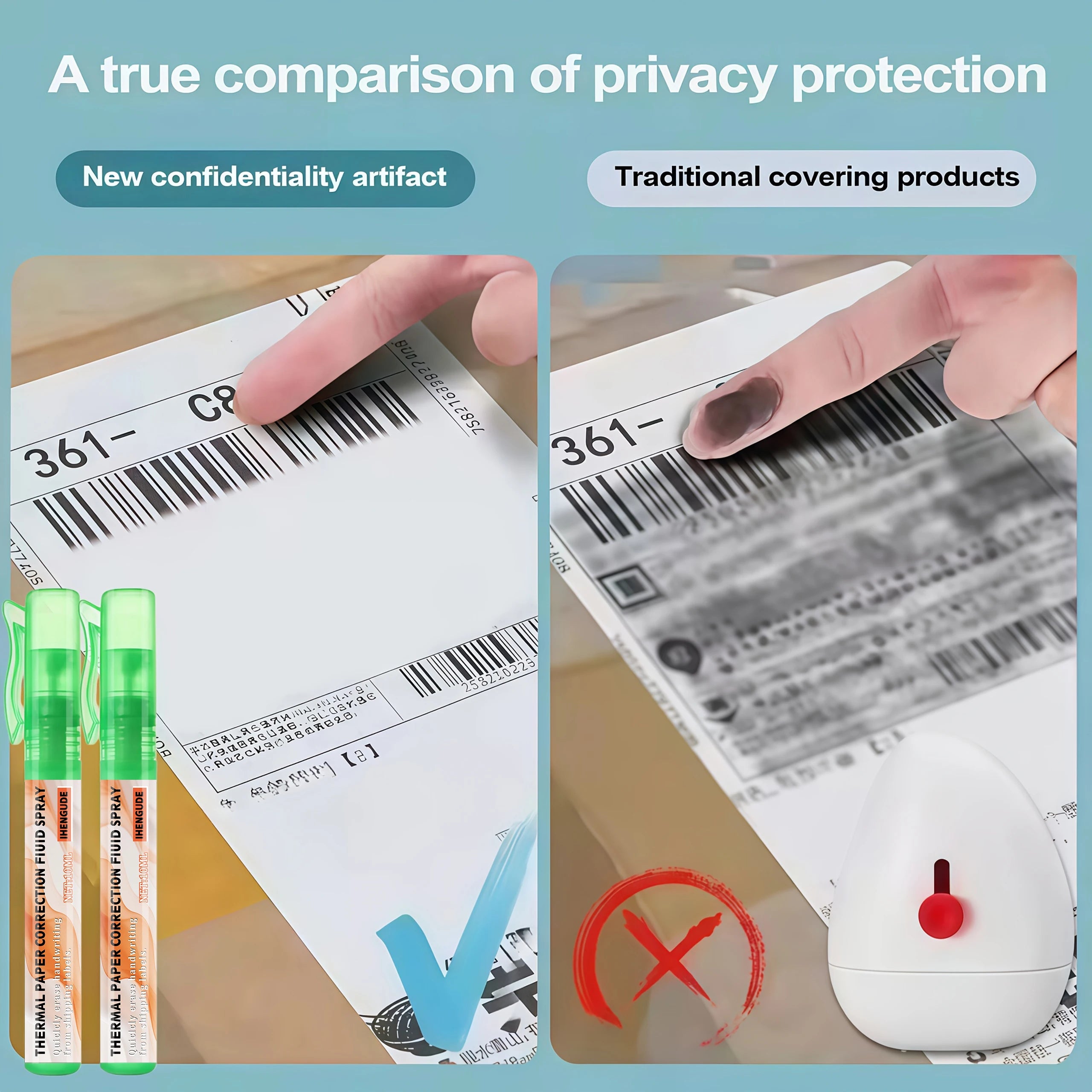 10ml Erasing Liquid Spray Pen - a Quick Correction Fluid Suitable for Thermal Paper, Can Quickly Erase Data, Protect Personal Information, and Is a Portable and Convenient Tool