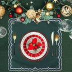 4PCS Cotton Napkins With Wavy Edge Embroidery Suitable for Dinner Wedding Hotel Christmas
