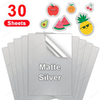 30 Sheets Printable Vinyl Sticker Paper A4 Waterproof Adhesive Transparent Glossy White Copy Paper for Inkjet Printer DIY Labels