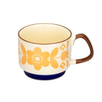 300ml Japanese Flower Coffee Mug Set Retro Ceramic Milk Oats Mug Office Water Handgrip Cup Kitchen Party Drinkware Set