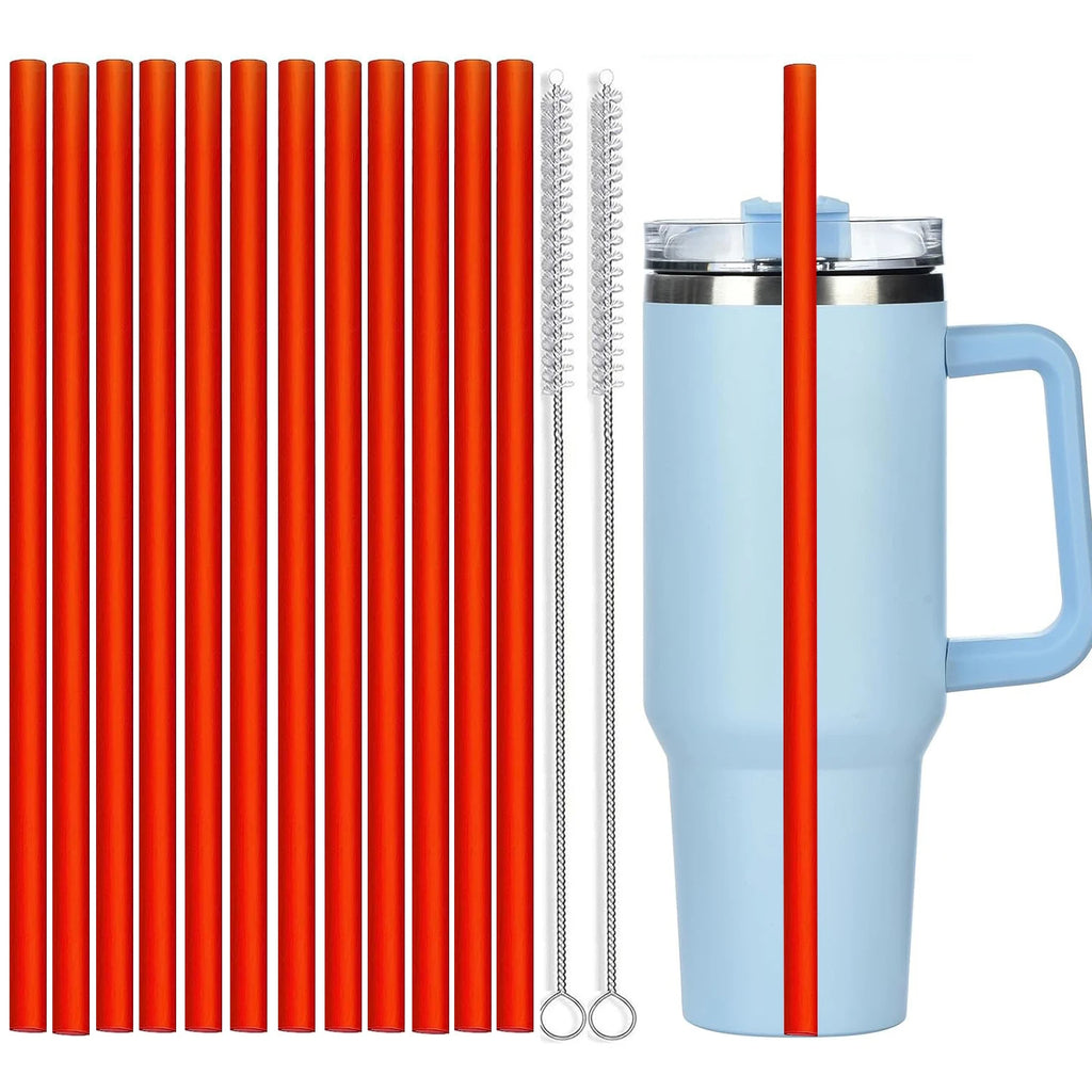 12Pcs Color Replacement Straws for Stanley 30/40 oz Tumbler , 12 in Long Reusable Plastic Straws for Stanley Cup, Plus 2 Brush