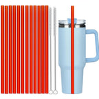 12Pcs Color Replacement Straws for Stanley 30/40 oz Tumbler , 12 in Long Reusable Plastic Straws for Stanley Cup, Plus 2 Brush