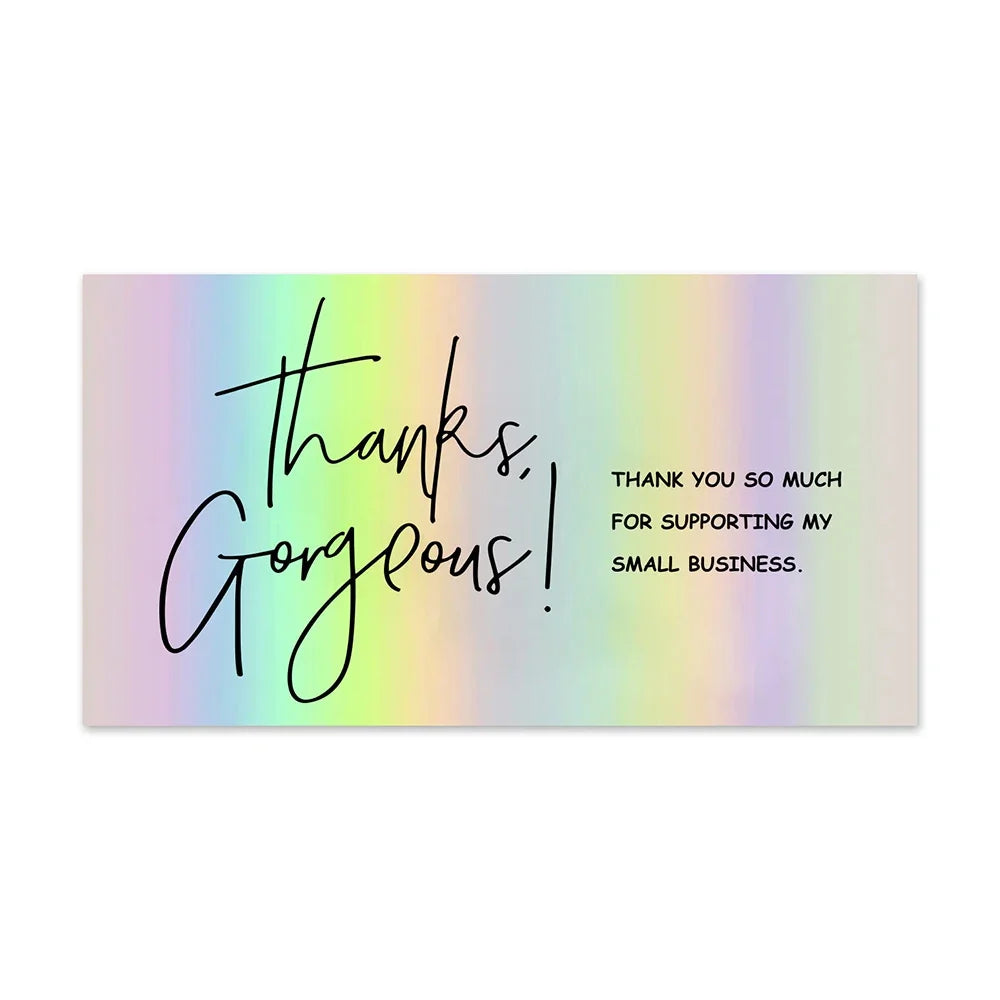 50 Pcs Thank You For Supporting My Small Business Reflective Laser Appreciate Cards Greeting Postcard For Online Retail Shopping