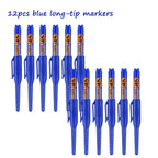 12Pcs Multi-Purpose 45mm Deep Drill Hole Long Nib Waterproof Marker Pens for Bathroom Woodworking Long Head Carpenter Pen White