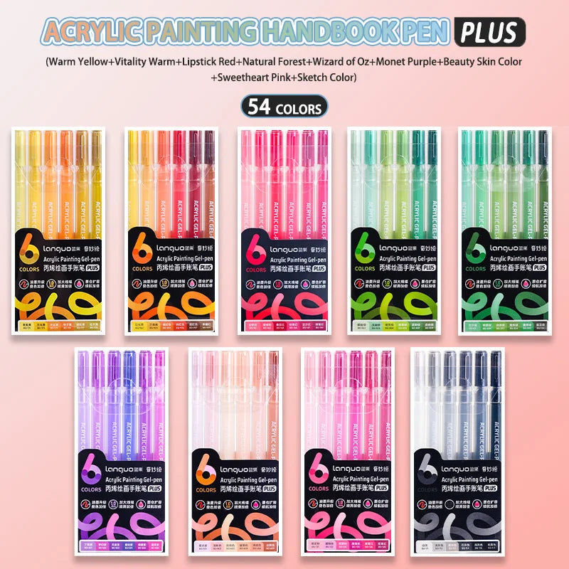 Languo 6/24/36/54/72/90 colors Acrylic Painting Handbook Pens Multi-Color Gel Pen Student Neutral Pen Writing Marker Stationery