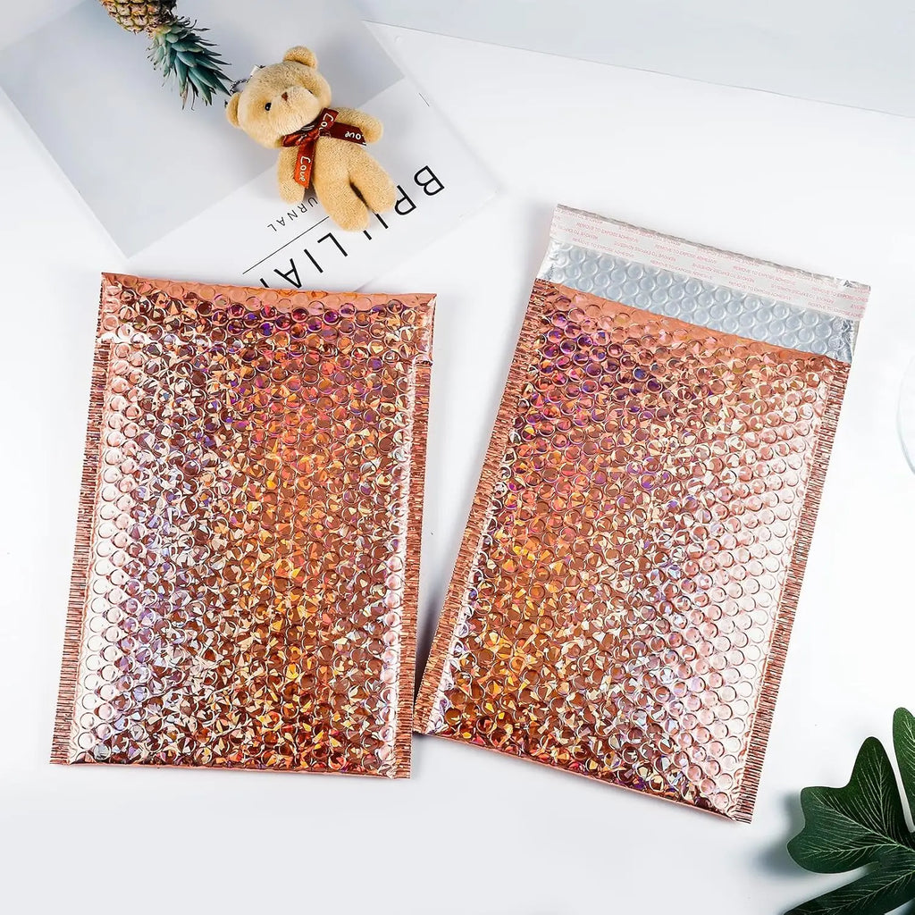 30Pcs Holographic Bubble Mailer Mailing Envelope Thicken Protection Waterproof Padded Bubble Envelopes Pack Bag for Shipping