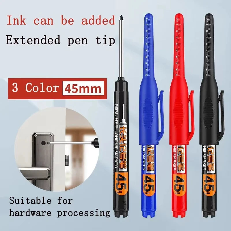 45mm Deep Hole Long Nib Head Markers Deep Drill Hole Long Nib Scriber Multifunction Mechanical Carpentry Colorful Marker Pen