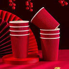 20Pcs/set Chinese Style Cups Wedding Supplies Three-Layer Thickening Disposable Wedding Decoration Red Cups for Party Supplies