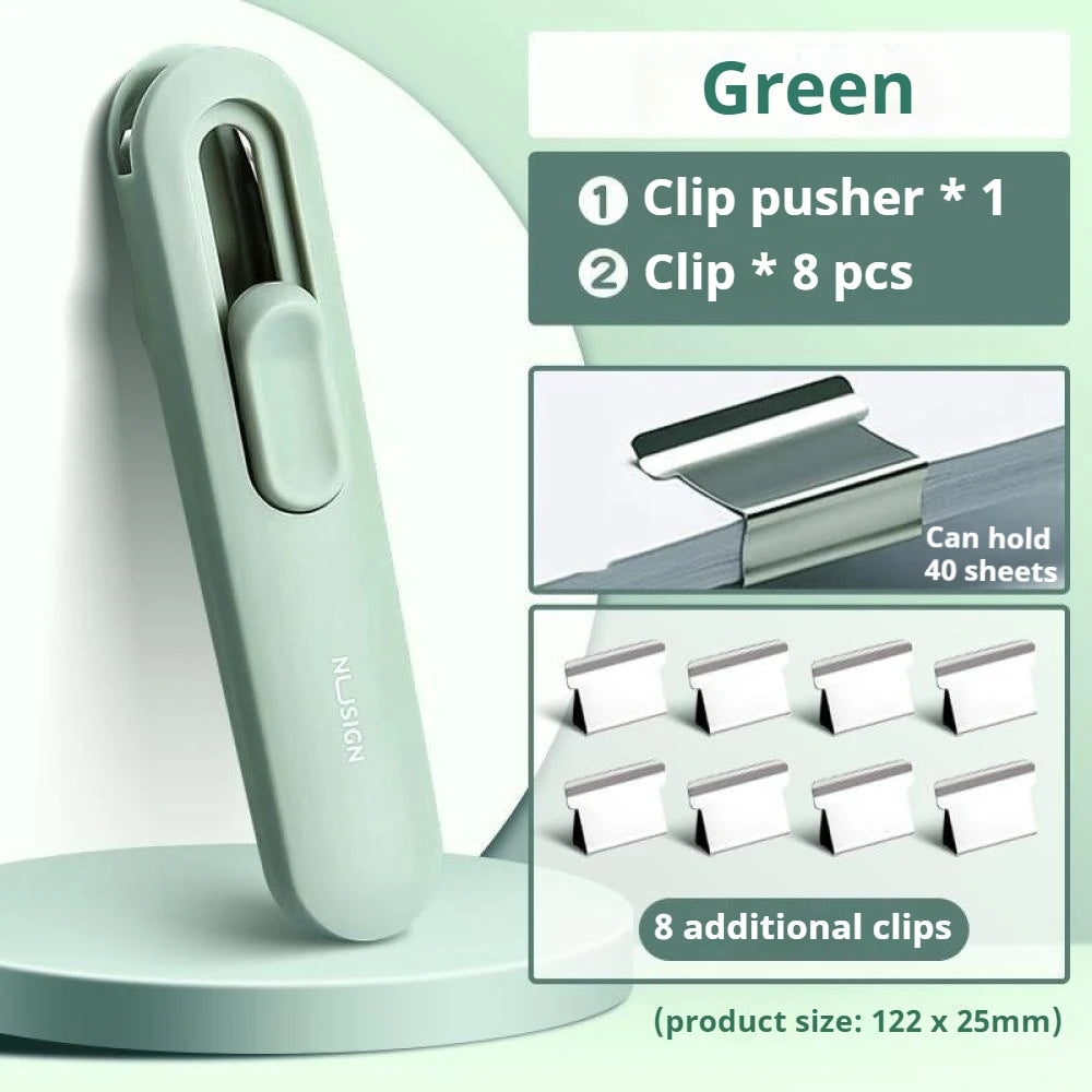 Mini Traceless Reusable Hand Clamp Push Stapler Paper Book File Office School Student Binder Binding Tools Supplies