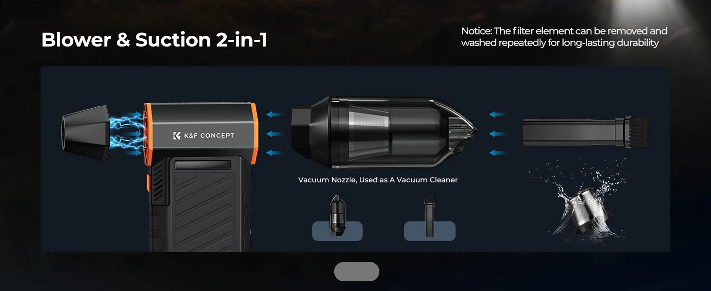 K&F CONCEPT Vacuum Magnetic Electric Air Duster Compressed 2-in-1 Air Blower&Suction for Computer,Laptop Keyboard,Camera Clean
