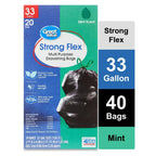 Strong Flex 33 Gallon Drawstring Trash Bags, Mint Scented, 20 Count Heavy Duty Kitchen Garbage Can Liners