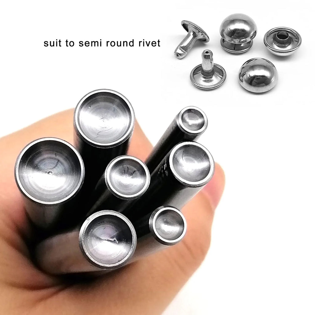 3mm to 15mm Dia Rivet Punch Tool Rod for Metal Decorative Mushroom Domed Semi Ball Half Round Nailhead Spike Stud DIY 45# Steel