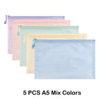 5 PCS A4 A5 A6 Mesh Zipper Pouch Document Bag Waterproof Zip File Folder Storage Bags A4 A5 A6 Office School Supplies Stationery