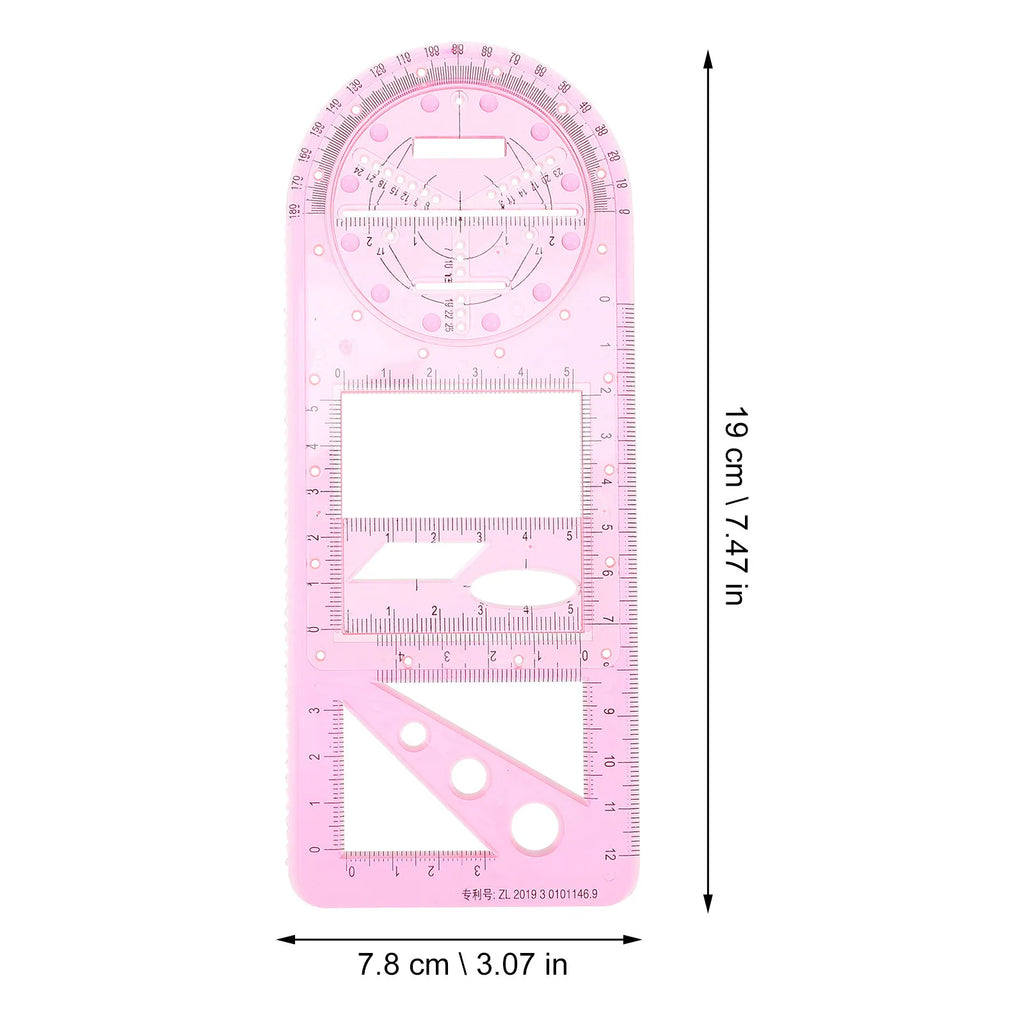 Multifunctional Geometric Drawing Ruler Set for Students Teachers Mathematics Drafting School Office Use Plastic Measuring