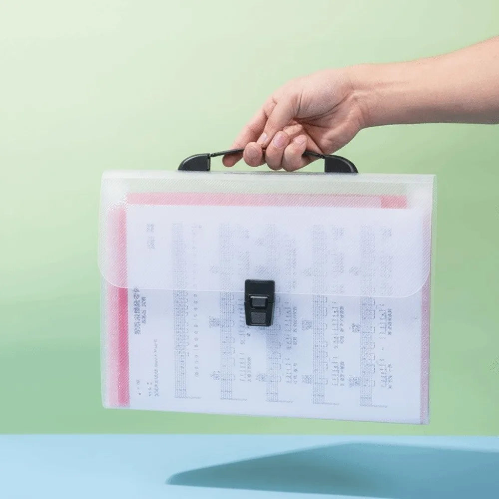 Durable A4 Portable Accordion Bag Organ Bag Large Capacity 13 Layer Folder Transparent Thickened Test Paper Storage Bag Student