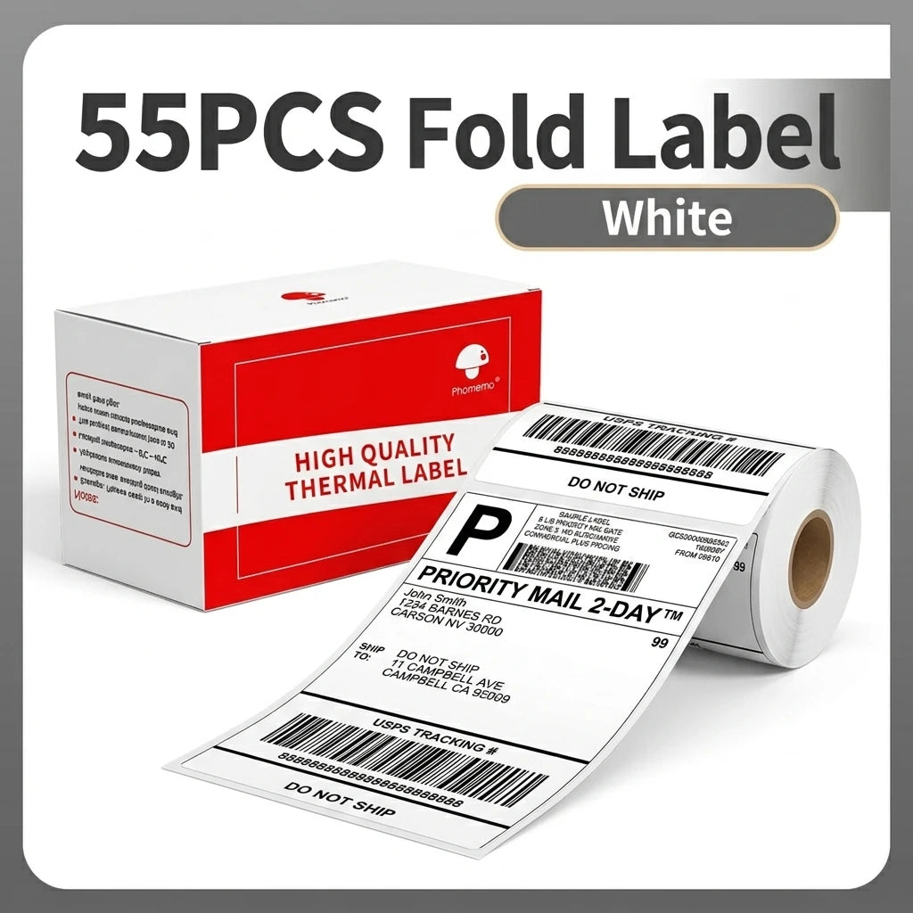100 pcs Phomemo A6 Size Shipping Labels 100x150mm Thermal Label Stickers Roll for PM-241BT/D520/246S Waybill Printer Labeler