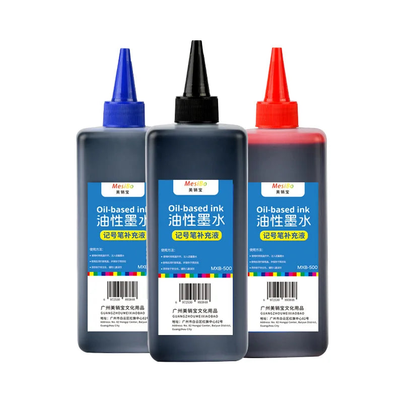 500ml Large Capacity Bottled Marker Ink Waterproof Quick Drying Oil-based Marker Refill Liquid School Supplies