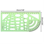 17 Styles Rulers Green Plastic Circles Geometric Template Ruler Stencil Measuring Tool Stationery Students Drawing Curve Ruler