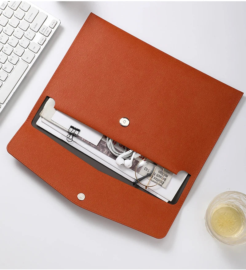 Faux Leather Document Bag, Business Information Bag, A4 Folder, School and Office Supplies, Storage Bag