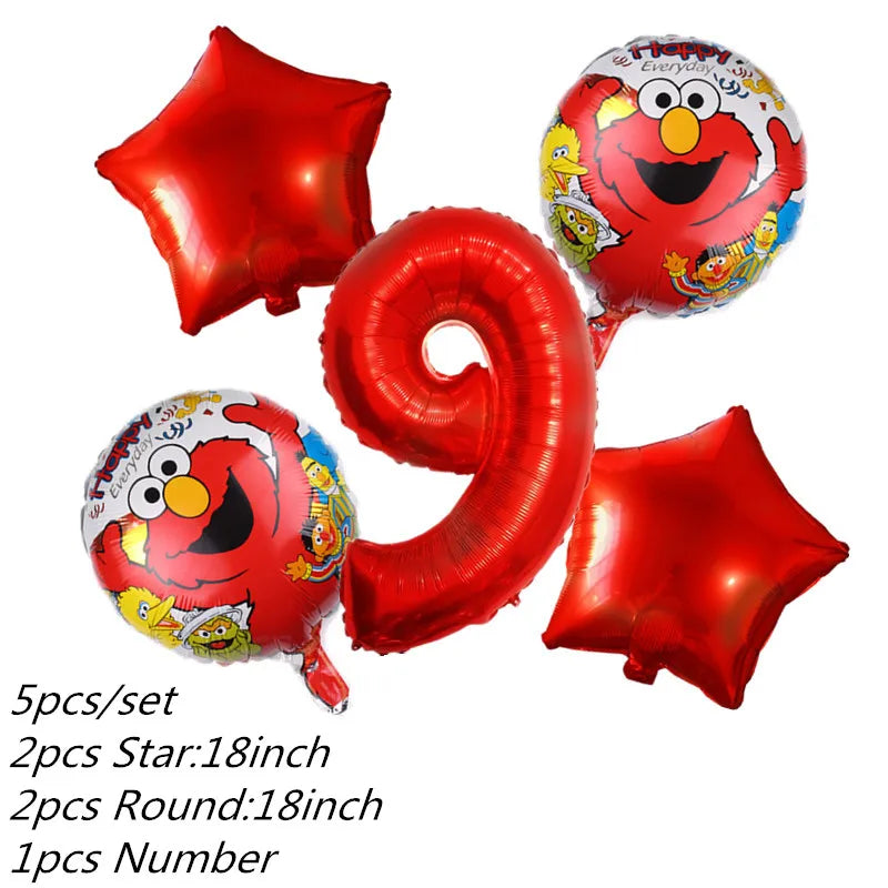 Cartoon Sesames Streets Birthday Party Supplies Kids Disposable Tableware Cup Plate Napkin Tablecloth Balloon Banner Decoration