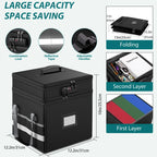 File Box with Lock Multi-Layer Fireproof File Organizer Foldable Storage Box Large Portable Home Office File Organizer Box