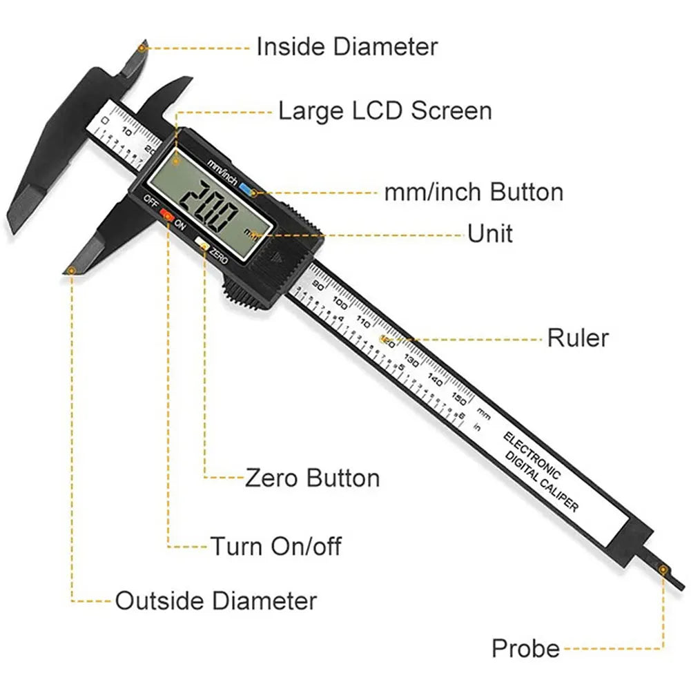 150mm 100mm Electronic Digital Caliper Carbon Fiber Dial Vernier Caliper Gauge Micrometer Measuring Tool Digital Ruler