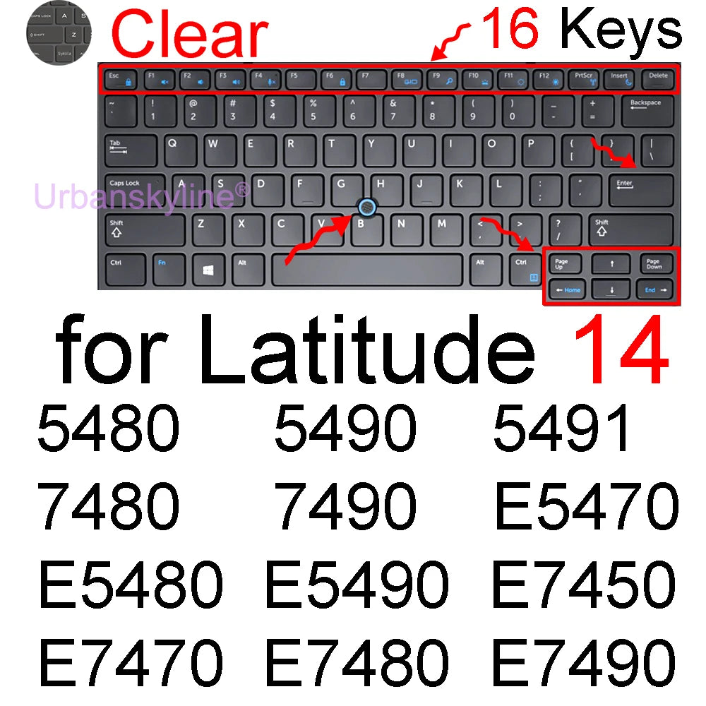 Keyboard Cover for Dell Latitude 14 7440 7450 7400 7404 7410 7414 7420 7424 7430 7480 7490 2 in 1 Silicone Protector Skin Case