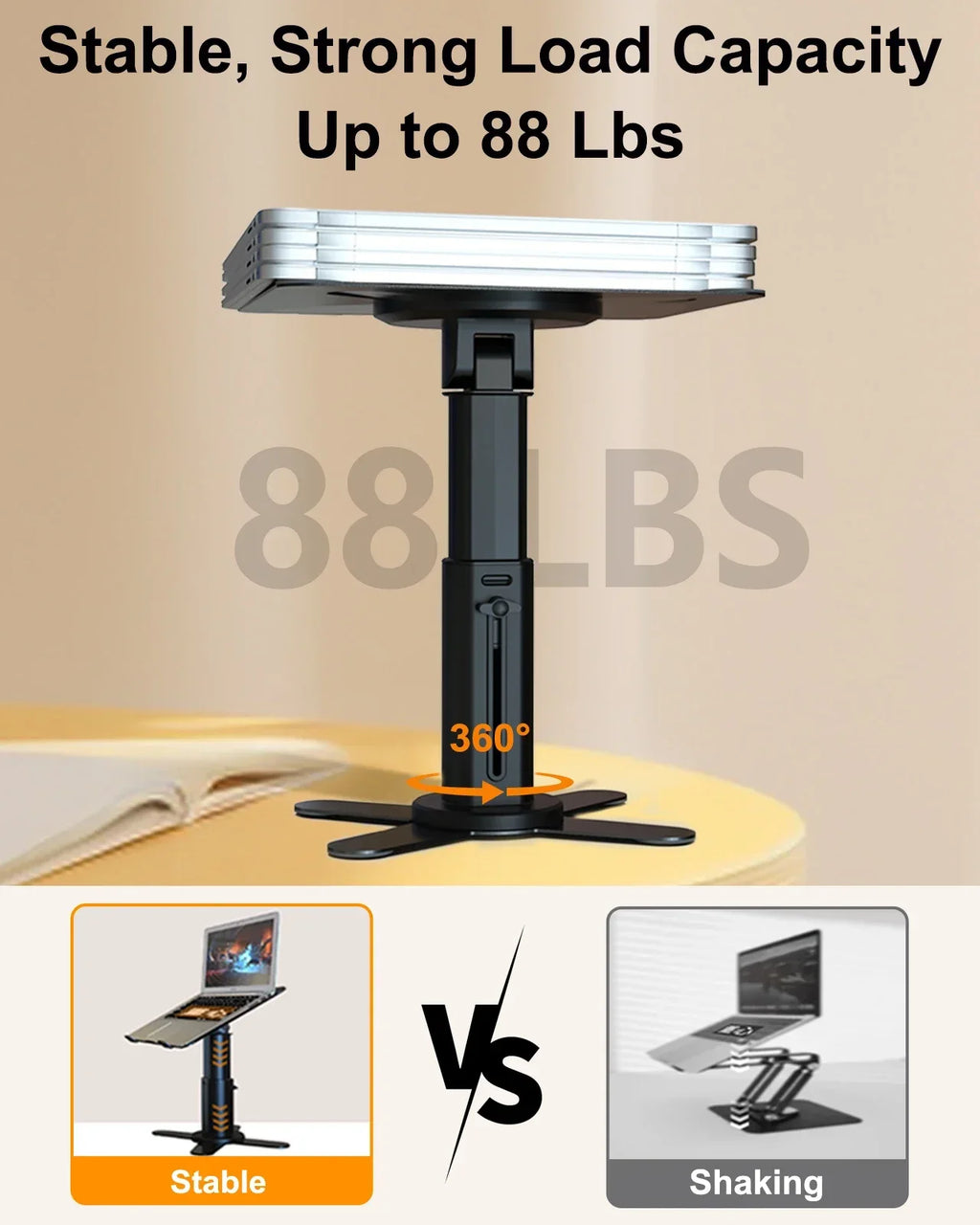 Oatsbasf Metal Desktop Laptop Holder Riser Computer Stand Height Adjustable Portable Laptop Table Stand for 11-17.3" Device