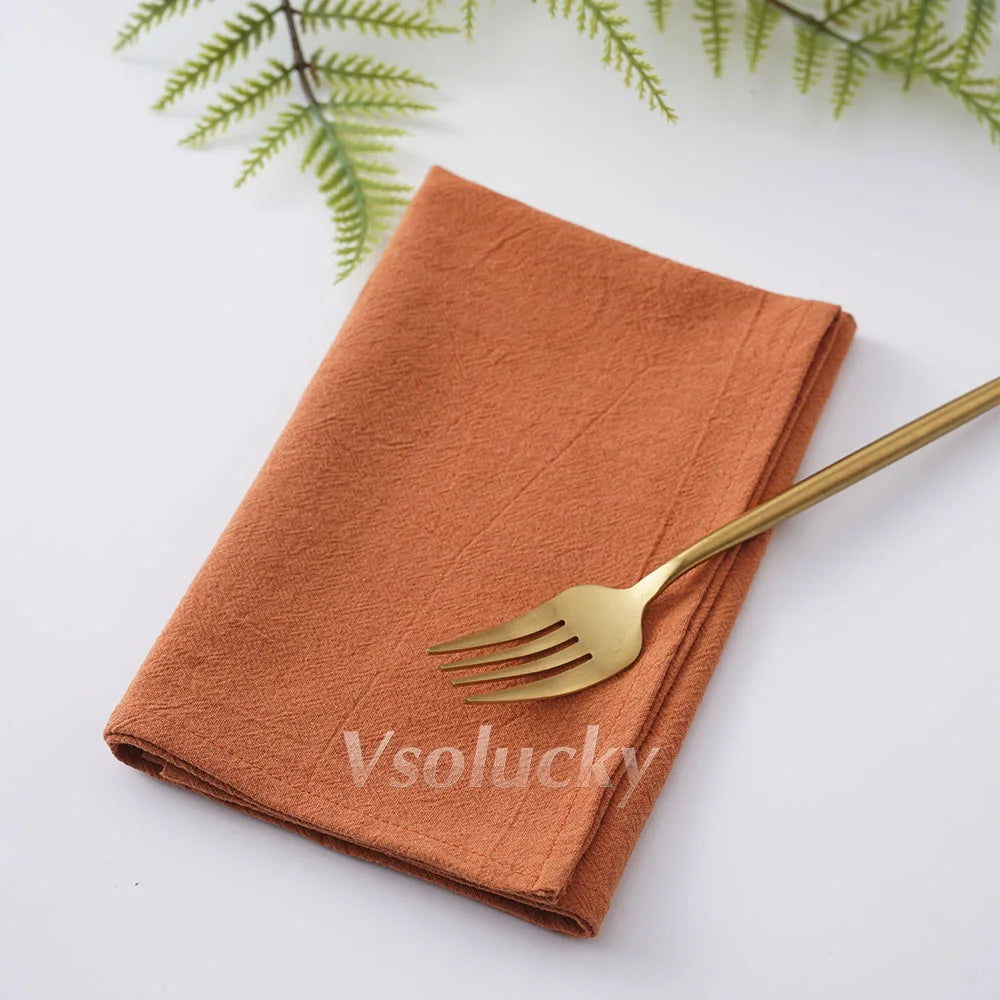 Cloth Napkin 40x40cm Washed Cotton Plain Washed Cotton Soft Rustic Table Napkin for Wedding Christmas Party Daily Family Meals