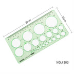 17 Styles Rulers Green Plastic Circles Geometric Template Ruler Stencil Measuring Tool Stationery Students Drawing Curve Ruler