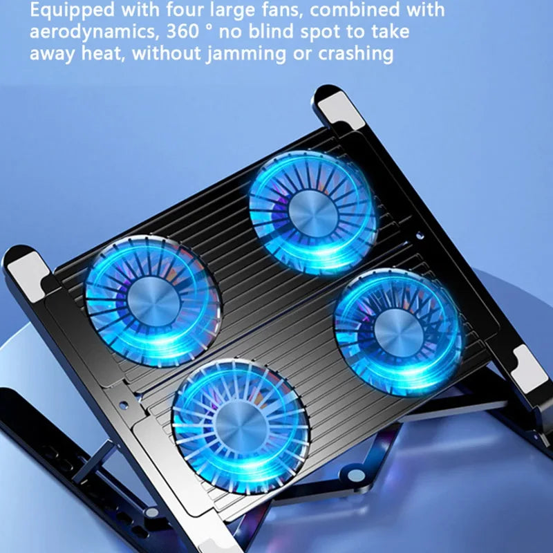 2025 Best-Selling Laptop Base Stand Cooler Portable Foldable Notebook Stand with 4 Cooling Fan for 11-17.3 Devices Anti-slip