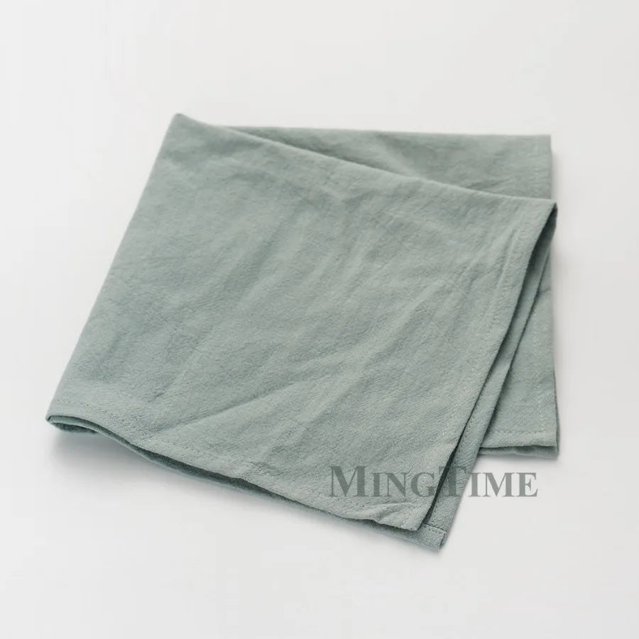 12pcs Napkins 40X40CM Plain Washed Cotton Tea Towel Dining Place Mats Wedding Party Christmas Linen Kitchen Cloths Table Decor