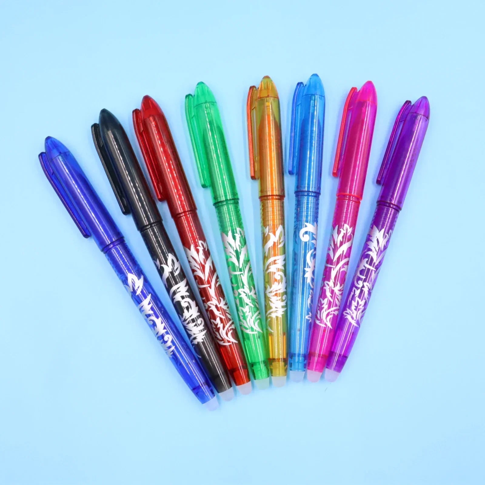8pcs Multi-Color Erasable Gel Pen 0.5mm Tip Painting Writing Drawing School Black Blue Red Pink Orange Green Purple Light Blue
