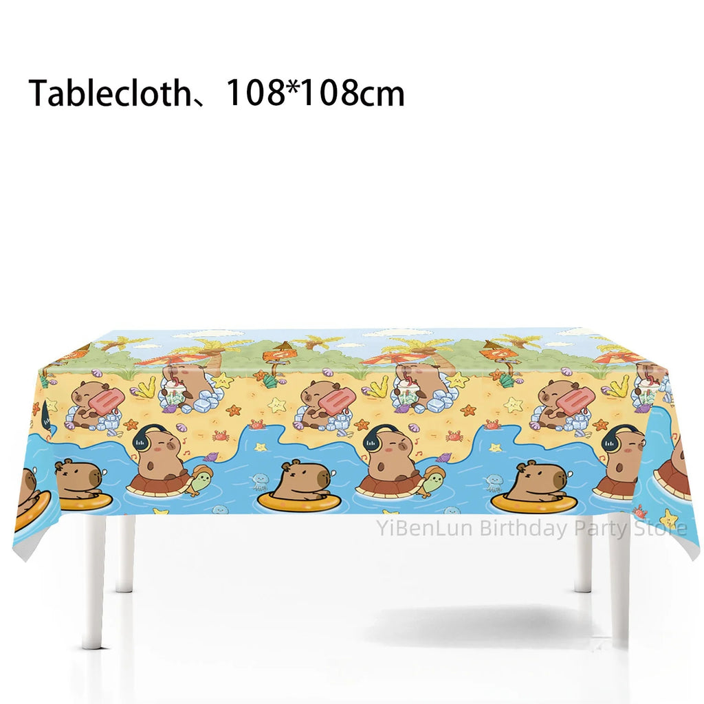 Capybara Party Theme Decoration Capybara Birthday Napkins Tablecloth Cup Plate Baby Shower Capybara Birthday Girl Party Favor