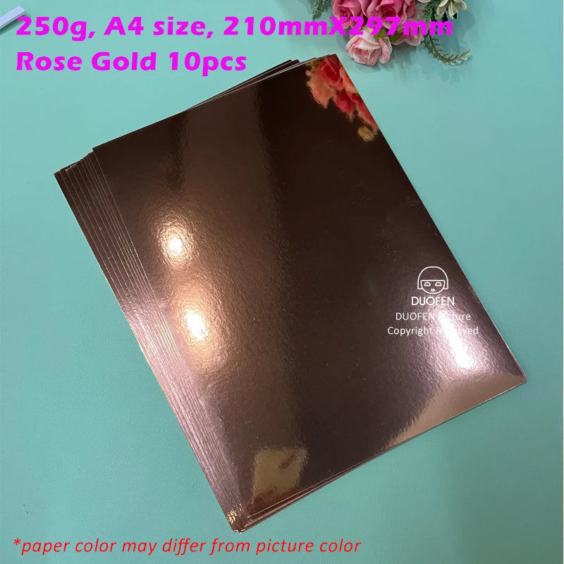 DUOFEN craft paper shining color golden gilded mirror suface A4 250g for DIY papercraft projects Scrapbook Paper Album