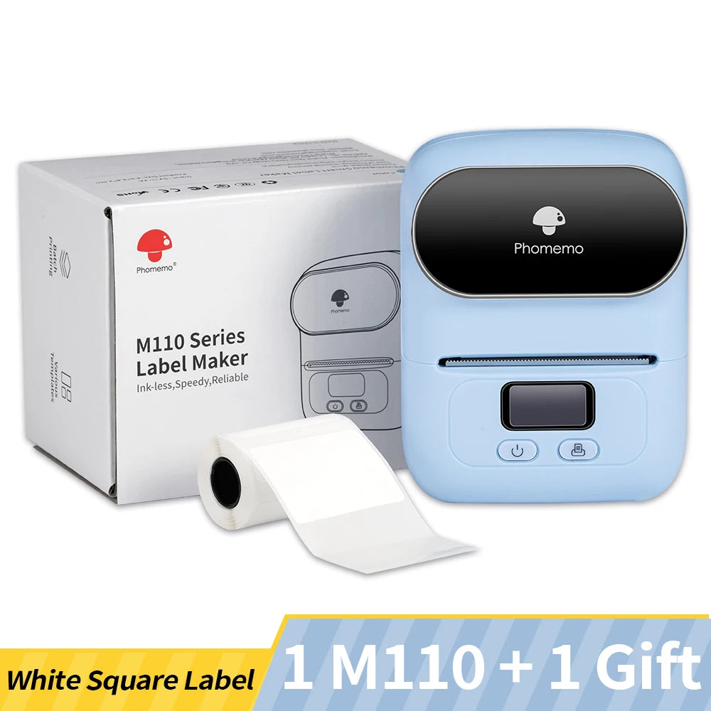 Phomemo Label Printer M110 Label Maker Barcode Label Printer for Address, Barcode, Clothing, Photo,Logo,Jewelry,Retail,Business