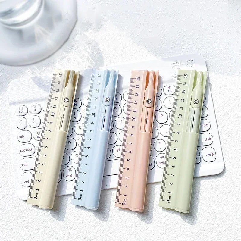 3 in 1 Compass Geometry Set with Ruler Pencil Kawaii Multifunctional Drawing Compass Math Geometry Tool Office School Supplies