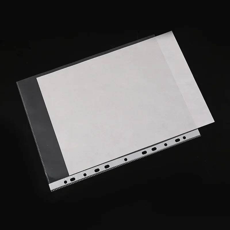 100pcs 11 Holes Thickening Transparent Plastic Punched File Folders A4 Document Sleeves Protector Office Supplies