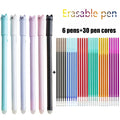 36-Pack Cat-Themed Erasable Gel Pens 6 Colors Refill Set, 0.5mm Fine Point, Heat Sensitive with Rubber Grip, Assorted Styles